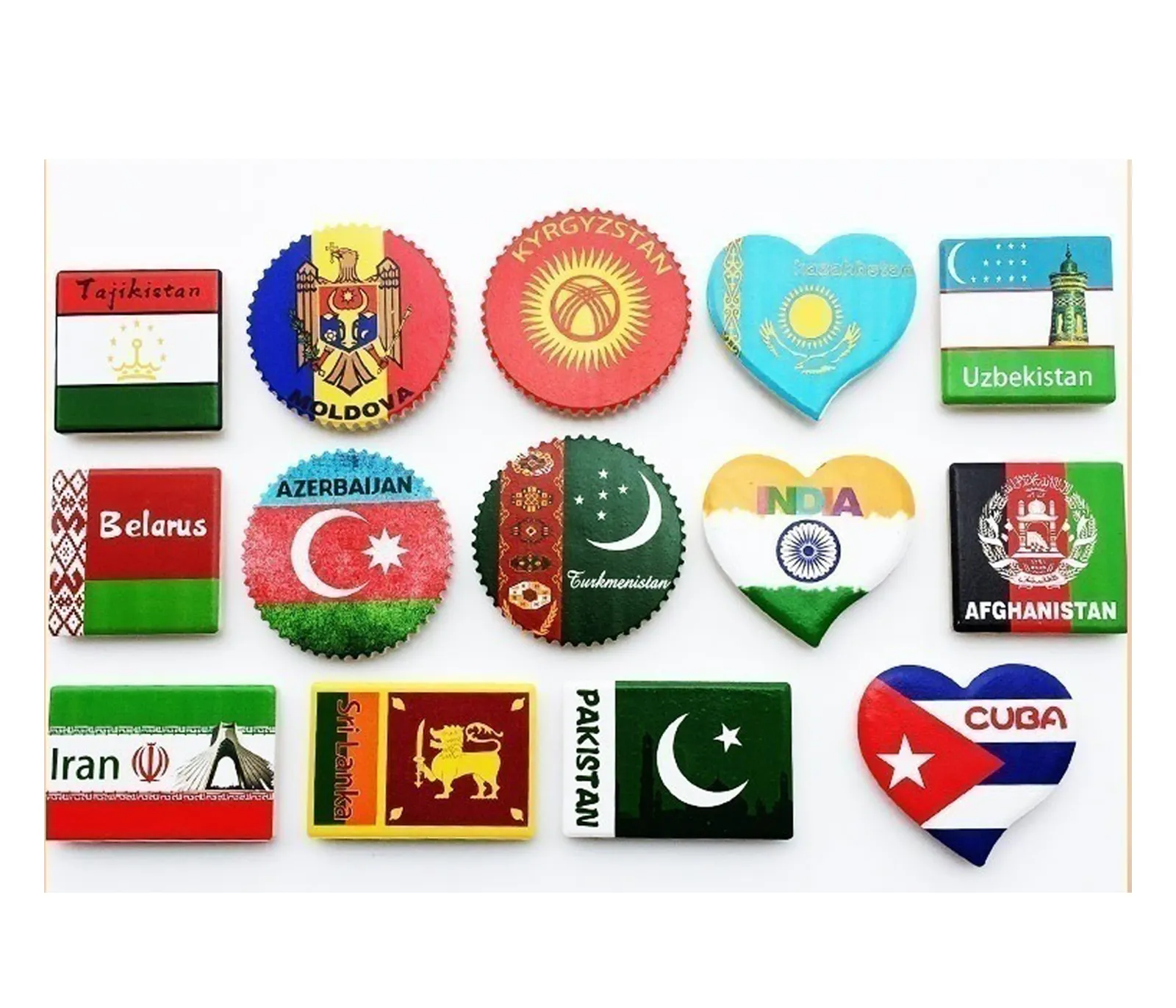 Ímã de geladeira criativo bandeira nacional lembrança países ímã de geladeira impressão uv cerâmica ímãs de geladeira magnéticos