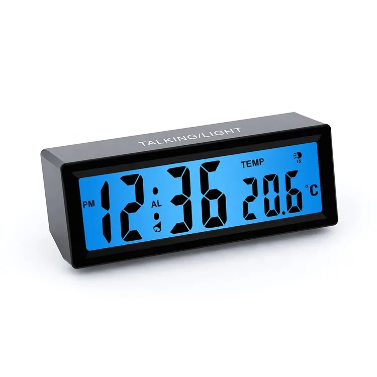 Despertador digital falante com temperatura, display lcd, relógio de conversação eletrônico para cego