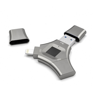 Unidad Flash USB 3 en 1 Aleación de zinc digital 64GB 128GB 256G 512GB Memoria flash Cifrado de seguridad de huellas dactilares Disco flash USB - Product Image 1
