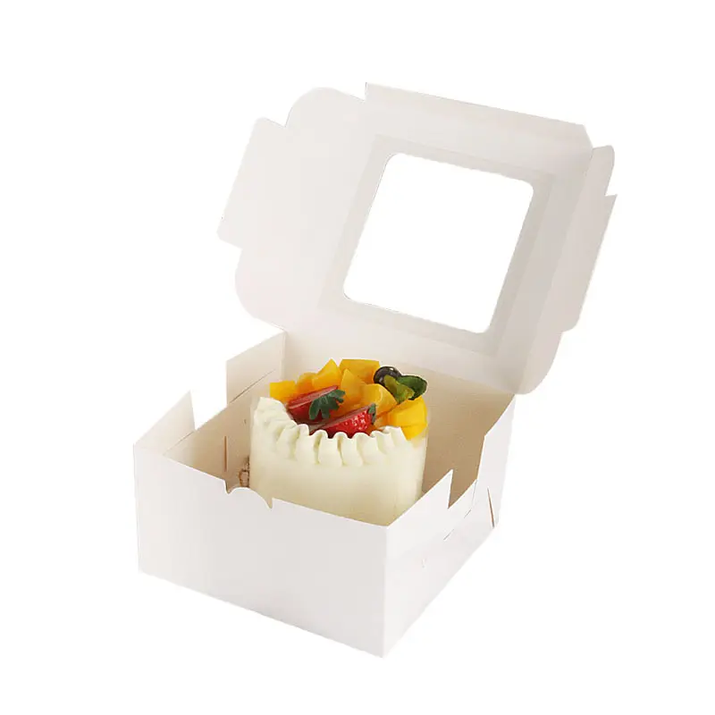 Caja de tarta de queso blanca sencilla de 6/7/8/10 pulgadas, mousse de queso ligero de gasa, mil pastelería vasca