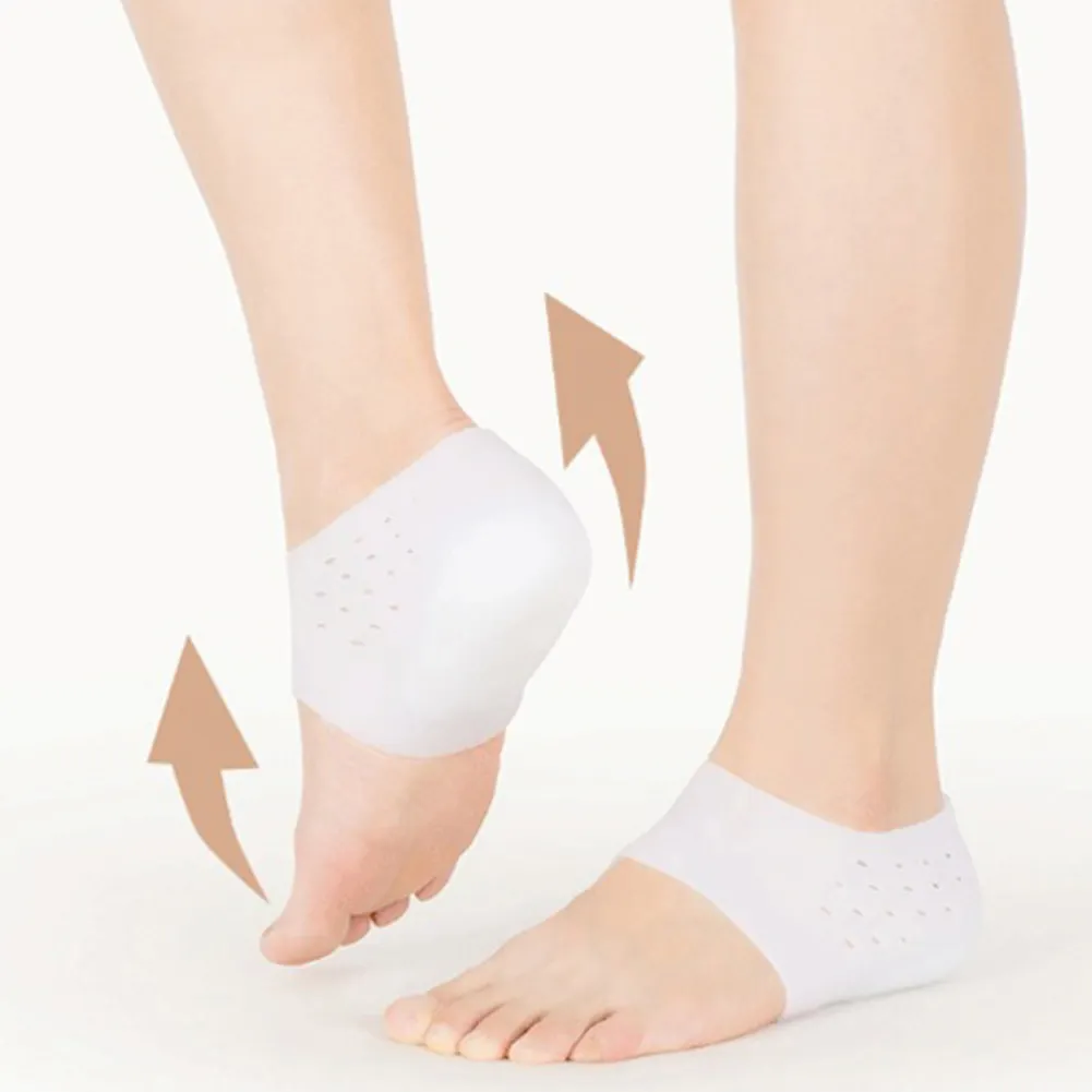 Unisex Invisible Height Increase Silicone Socks Gel Heel Pads Heel Cushion Insoles Insole Foot Massage Orthopedic Arch Support