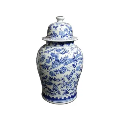 Jingdezhen pot de gingembre Phoenix bleu et blanc peint à la main en porcelaine à vendre pot général en céramique rétro de décoration d'hôtel à la maison