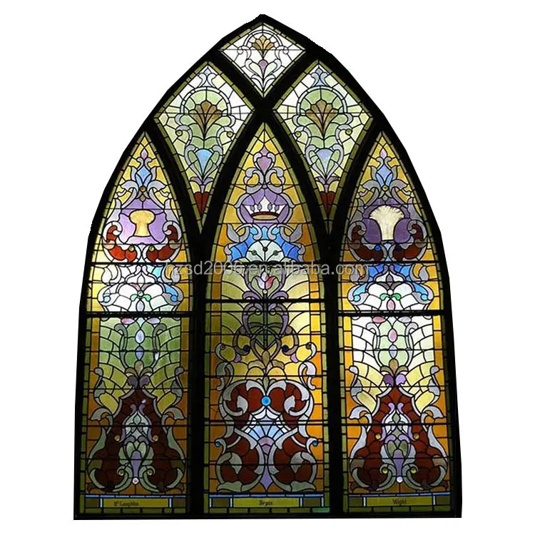 Pièces de verre coloré à personnaliser, Design de chapiteau chinois, pour porte d'église ou fenêtre