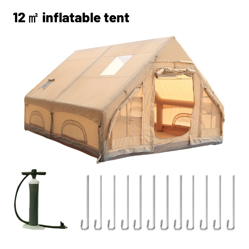 12 sq m inflatable tent, khaki color with logo