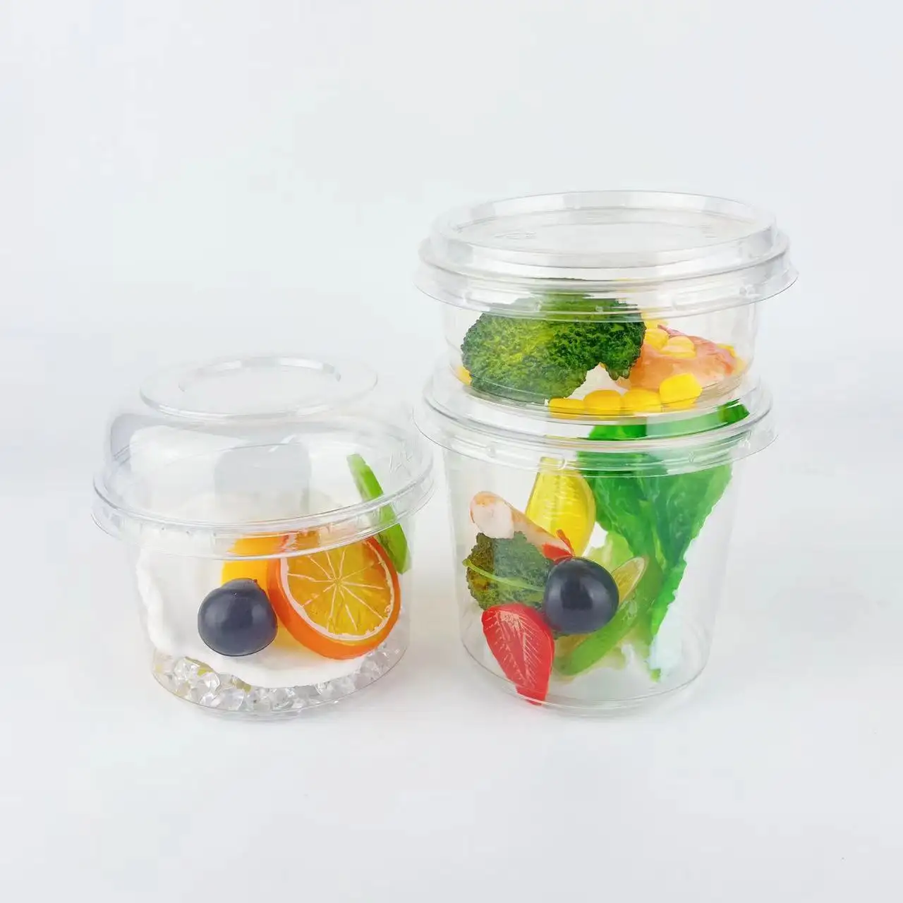 Meilleure vente d'arc à salade jetable de 8oz 12oz 16oz aux fruits et aux baies d'açai yaourt en plastique PET transparent avec couvercle