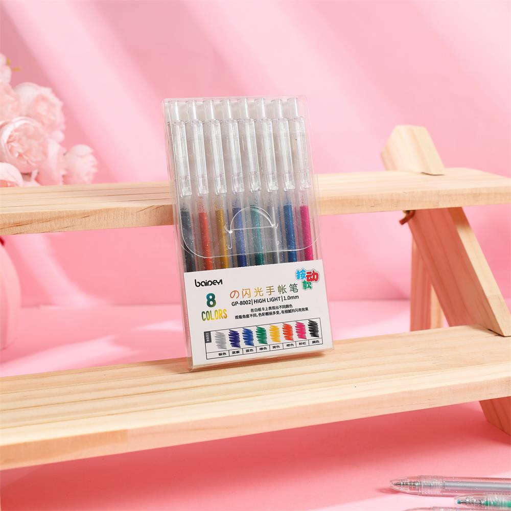 Stylo gel 8 couleurs-papier blanc uniquement