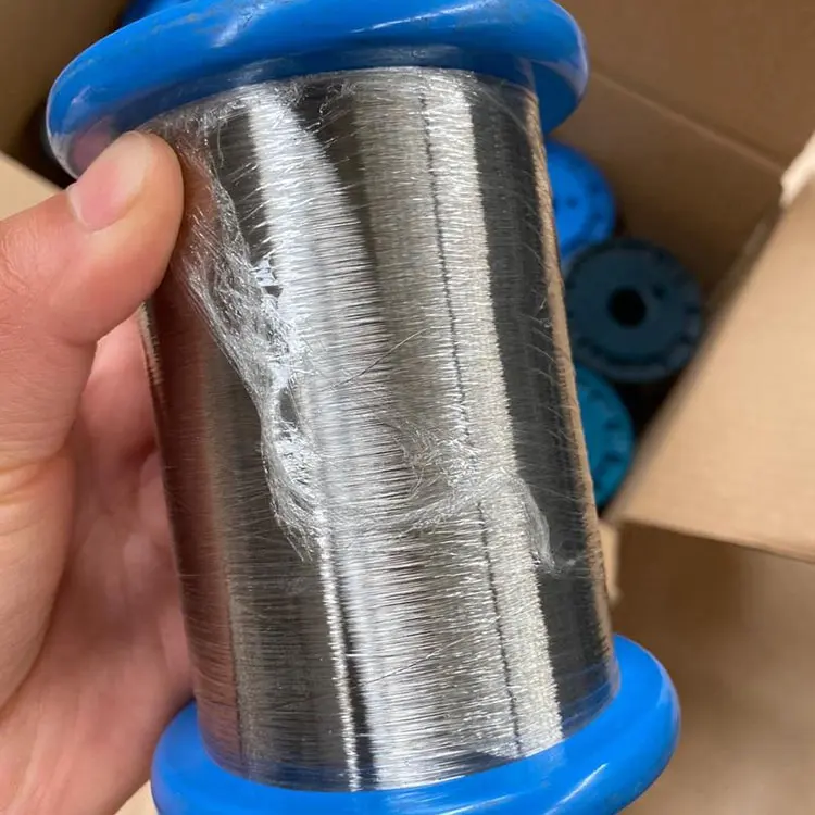 Tekstil için 0.035-0.05mm paslanmaz çelik tel iplik ultra ince paslanmaz çelik tel