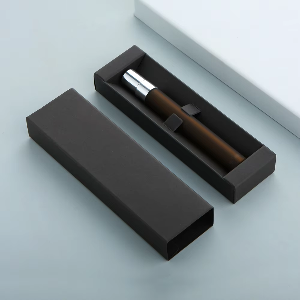 Matte amber perfume bottle + Silver sprayer + Black box