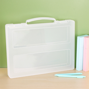 Caja de almacenamiento de archivos A4, maletín de plástico resistente, portafolio con mango - Product Image 2