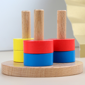 Three-Color Wooden Stacking Toy Column <strong>Cognitive</strong> <strong>S</strong> Sorter for 2-4 and 5-7 Years Game Teaching Tool - Product Image 3
