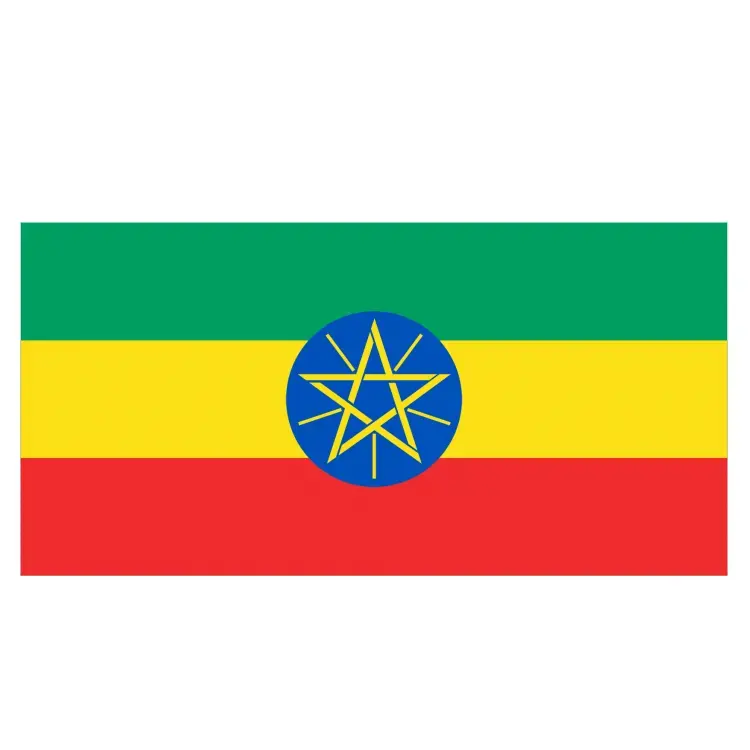 حملة بوليستر 100D مقاومة للتلاشي والألوان الزاهية للأماكن الداخلية والخارجية بأي حجم أعلام إثيوبيا الوطنية
