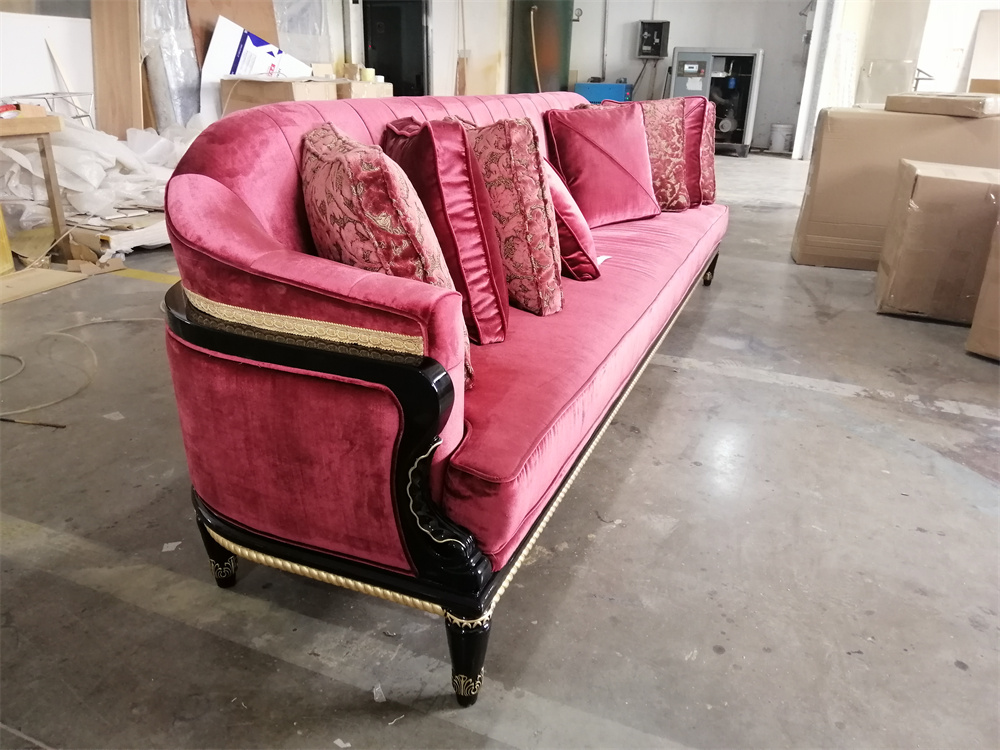 foshan chuangdian 5 star hotel furniture red luxury velvet living room sofa