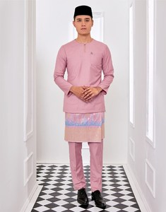 Malezya müslüman erkek Baju kuleft Melayu ipek gizli Zip sol tarafta modeli Baju kuembroidery nakış S Baju Raya