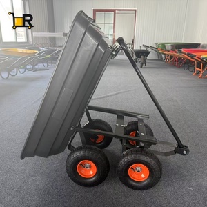 Carro de despejo resistente customizável do jardim 75L 350-4 rodas pneumáticas recipiente de quatro rodas do rolo do OEM da capacidade de carga 200kg para