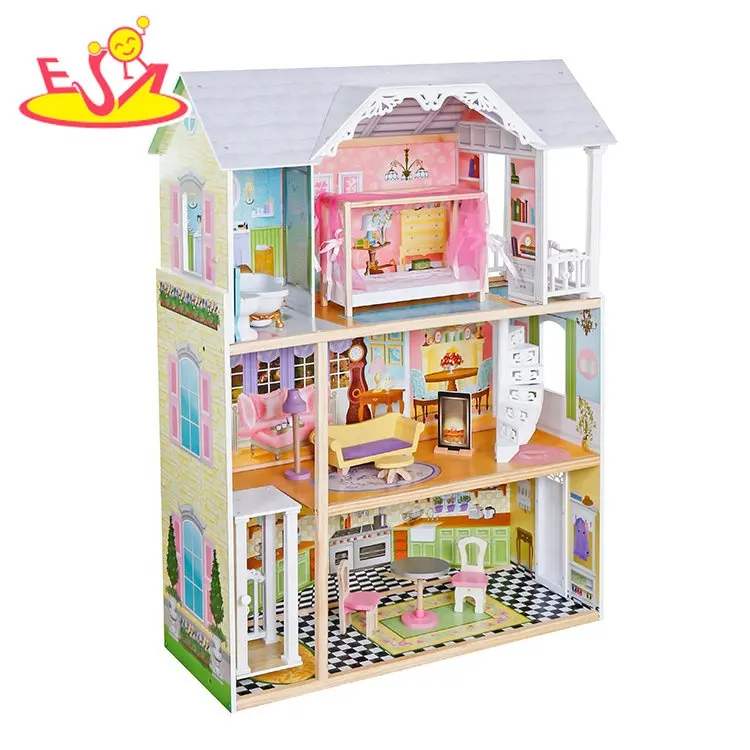 Casa de muñecas de madera para niñas, juguete de simulación, W06A418