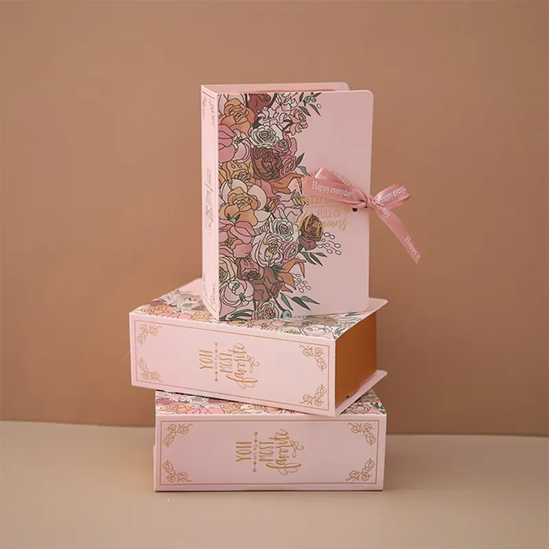 Neuestes Design Individuell bedruckte Falt verpackung Vogelnest Souvenir Buchform Geschenk box mit Band verschluss