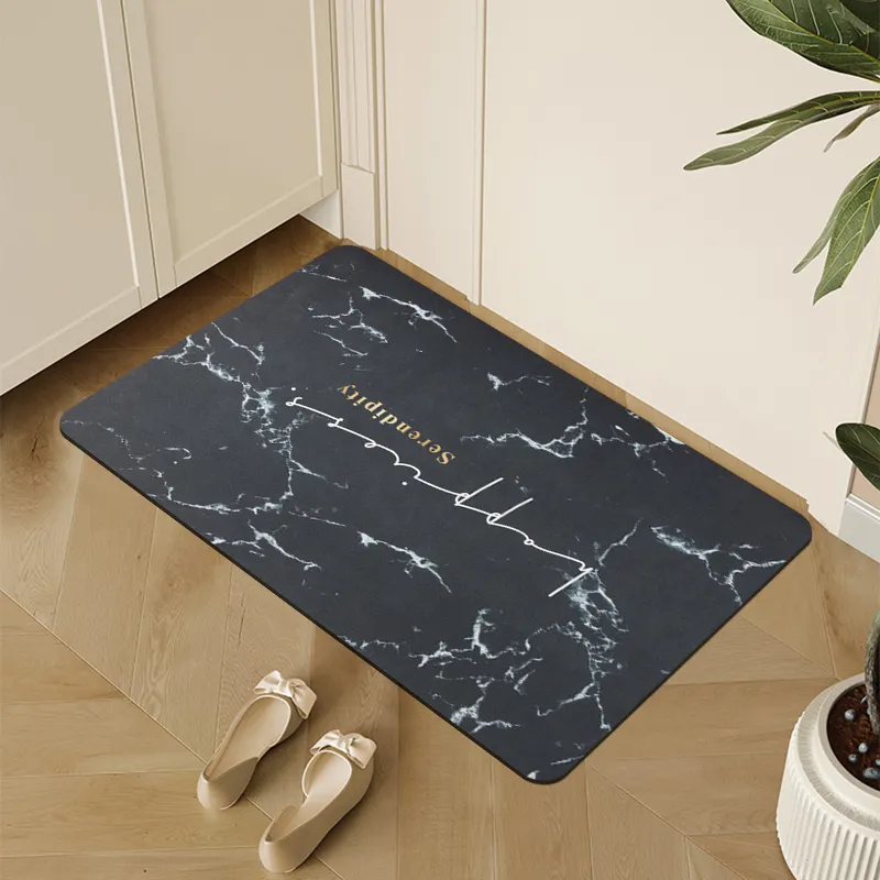 Vente en gros de paillasson antidérapant doux et solide ensemble de tapis modernes impression bouffante tapis d'extérieur personnalisé logo personnalisé paillasson à rayures pour la maison