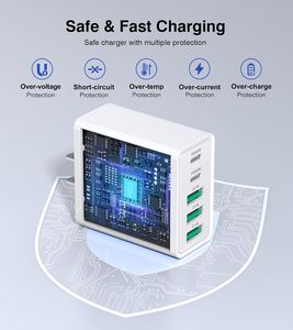 <strong>USB</strong> Type C Fast Charger 50W 5-Port Multi <strong>USB</strong> Plug <strong>Adapter</strong> with OVP Protection PD 3.0 Fast Charge Charging Plug - Product Image 3