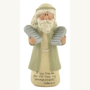 Divine Guidance: Resin Figurine 'IF YOU LOVE ME' MOSES W/COMMANDMENTS- a Testament of Faith and Obedience - Product Image 1