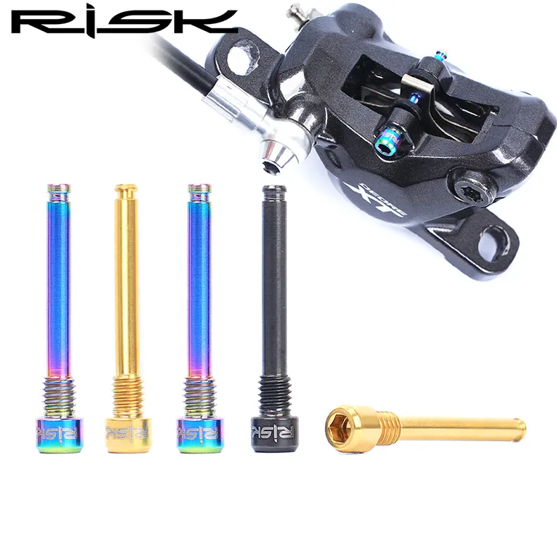 2 pcs/lot Risk M4 Titanium Bicycle Disc Brake Pads Thread Pins For XT/R / XT Hydraulic Caliper Bolts Plug Black Rainbow Gold