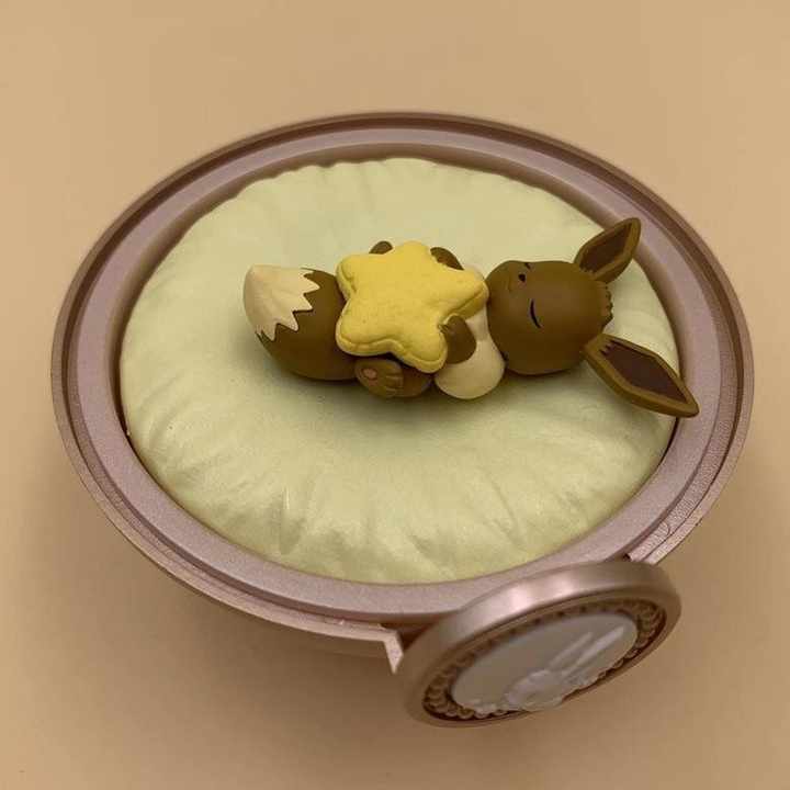 Eevee Ninetales Sleeping Figure Poké Ball Tin PVC Desk Decor Collectible Featuring Pikachu Japanese Animation Mystery Boxes