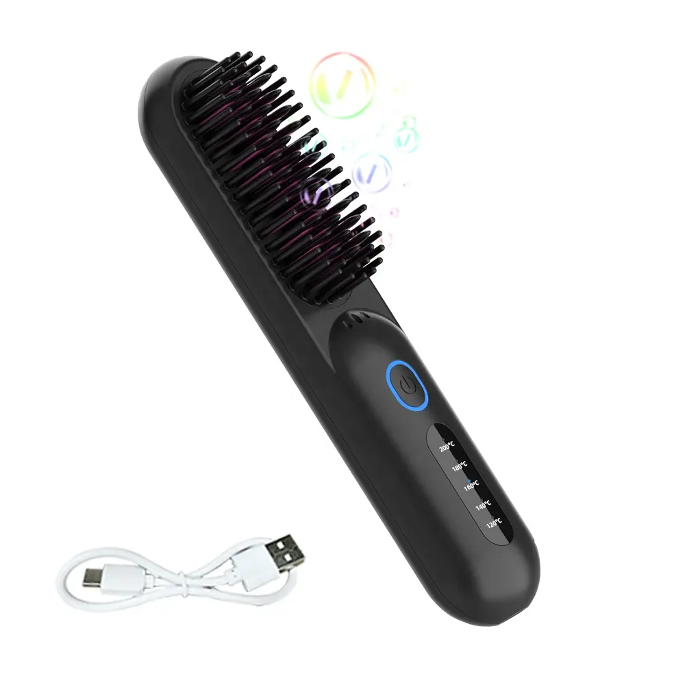 Get Free Sample Portable Mch Negative Ion 5200mah Usb Mini Electric Cordless Wireless Hair Straightener Comb for african women