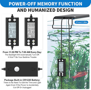 Luz de acuario programable para pecera con monitor LCD y termómetro para plantas acuáticas, lámpara LED de ciclo 24/7 con función de memoria