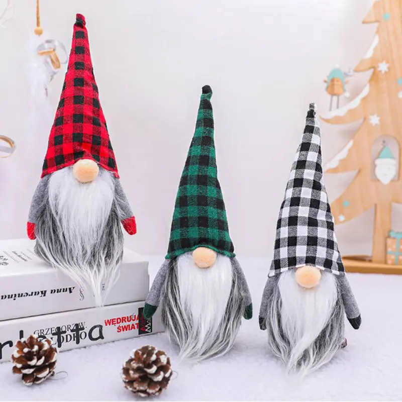 Microstar-Decoraciones de Navidad hechas a mano, muñecos de felpa Santa, figurita no tejida, sin cara, para el hogar Decoración de mesa, adornos
