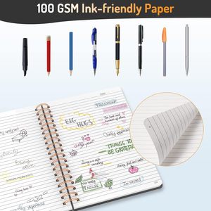 A spirale foderata diario taccuino con 300 pagine numerate ha governato riviste di scrittura con carta rigida quaderni per lavoro nero - Product Image 4