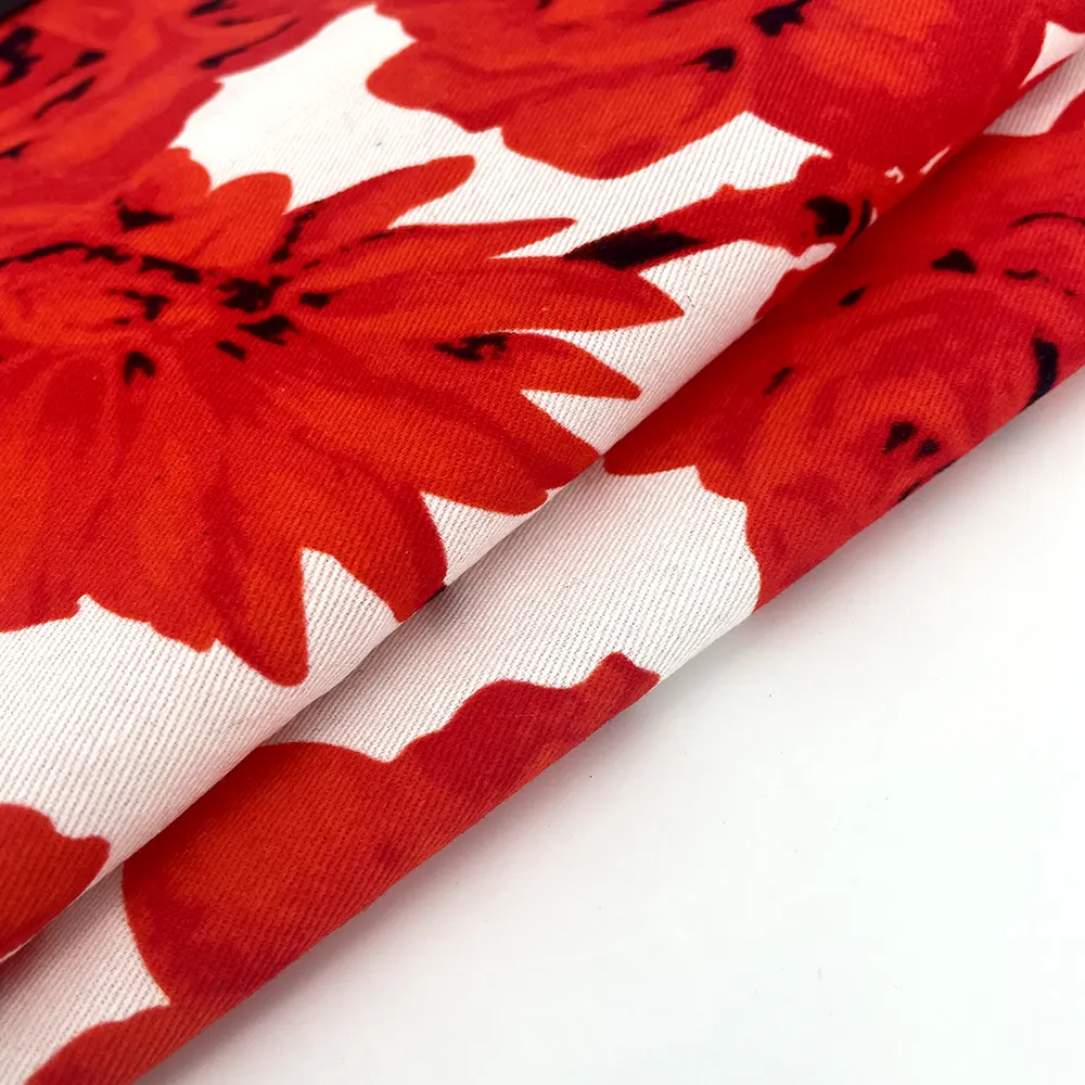 21*21 TWILL algodão tecido de algodão personalizado flor vermelha digital impresso para o vestido de tecido 108*58 bolsas Roupas Étnicas