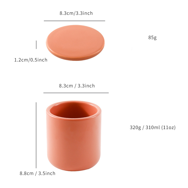 Good quality wedding decoration wholesale unique design matte candle empty jars 11oz candle vessels with lid