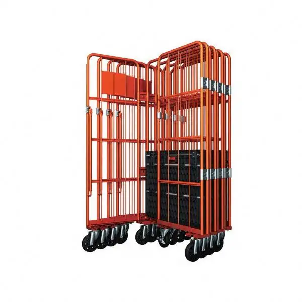 commercial heavy duty warehouse storage removable security steel roll container trolley with 4 wheels