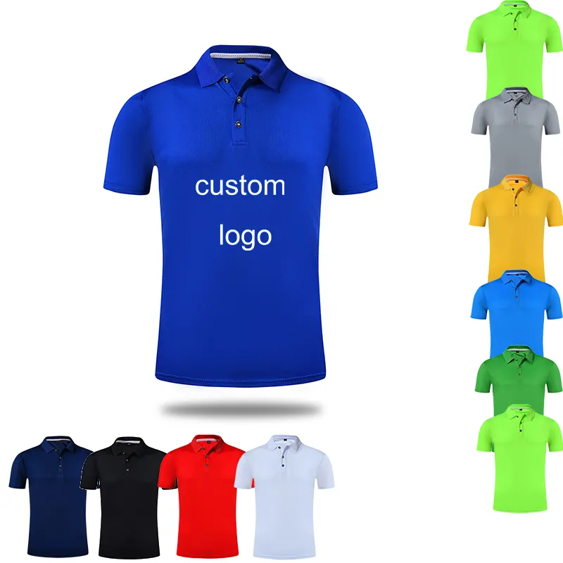 Camisetas de golfe personalizadas de poliéster, camisetas de polo com impressão de logotipo personalizado, emagrecimento, gola de roubo para homens