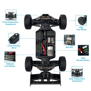 RC araba 1/10 ölçekli 48km/h + yüksek hızlı RC araba yarışı kamyon uzaktan kumanda RC Buggy RTR çocuklar için hediye - Product Image 6