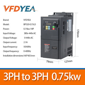 380V 3 fazlı değişken frekanslı mekanizma 0.4KW ila 2.2KW AC Motor güç 1HP ila 2HP aralığında - Product Image 2