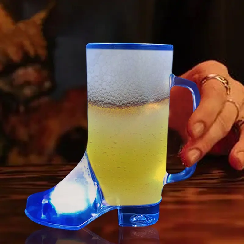 LEDライトアップ16オンスプラスチックカウボーイブーツ誕生日のお祝いのためのガラスカップを飲むホームバーウェア