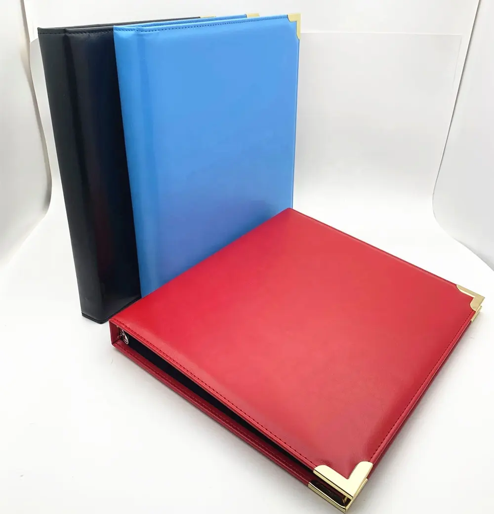 Aanpassen Van Hoge Kwaliteit Pu Lederen Ringband/3 Ring Binder/Reliëf A4 Map