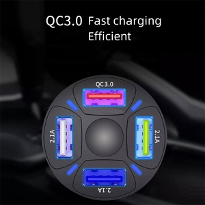 カーチャージャーアダプターQC3.0ポータブル充電器4 USBポート急速充電 - Product Image 5