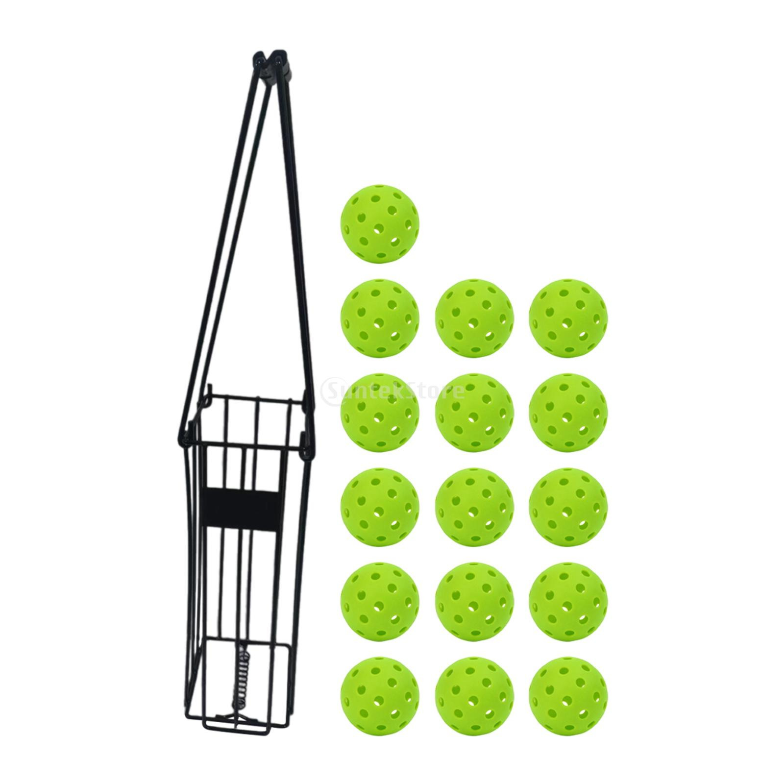16 green 40-hole balls and 1 iron stand