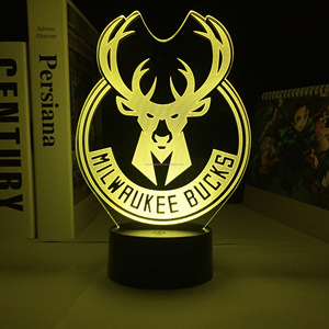 NBA <strong>Thunder</strong> Basketball Creative Gift Acrylic Night Light with Remote Control 16 Color Gradient European Football Team Logo Lamp - Product Image 6