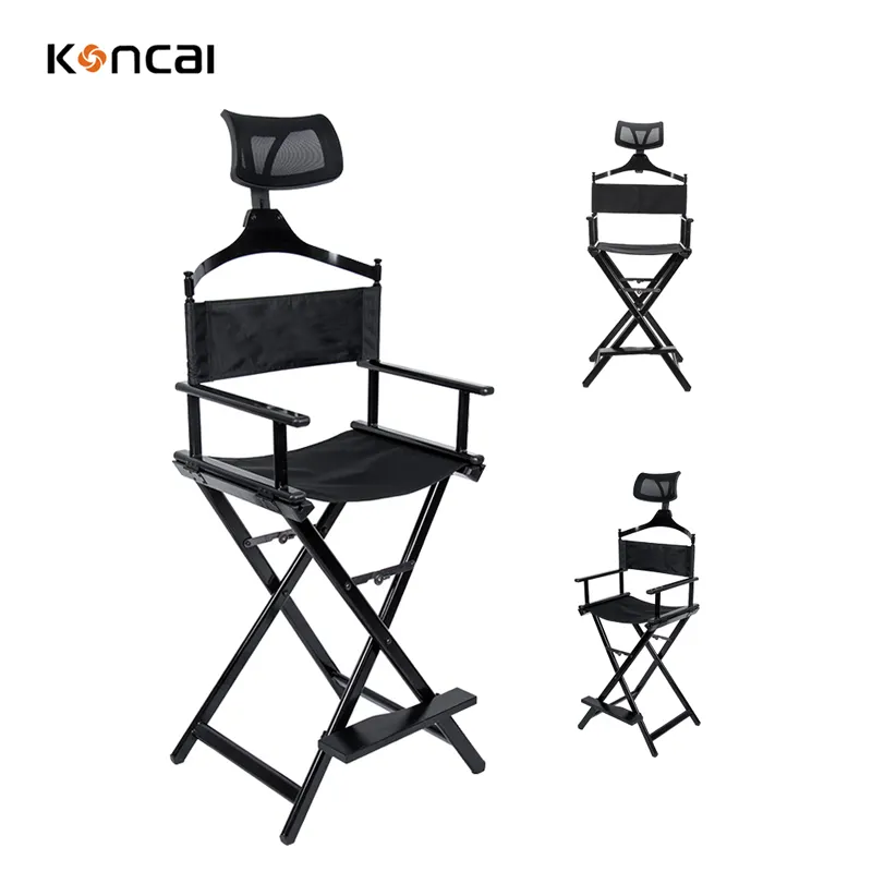 BSCI members Comfortable makeup chair Portable Salon Barber Hairdresser Chair with footrest Aluminum Director Barber Chair