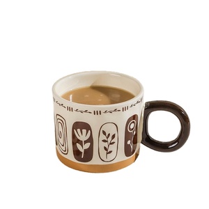 การพิมพ์มือที่ใช้ทุกวัน เพลิดเพลินไปกับเวลากาแฟ แก้วกาแฟคลาสสิก เซรามิกสําหรับการพิมพ์ แก้วกาแฟสีทึบสร้างสรรค์ - Product Image 1