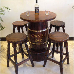 定制复古户外后院高柜台木制啤酒酒桶酒吧桌凳单元 - Product Image 2