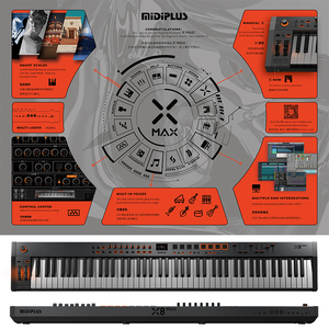 MIDIPLUS X8最大便携式USB MIDI控制器键盘88半加权键8 RGB速度后触敏带USB电缆 - Product Image 5