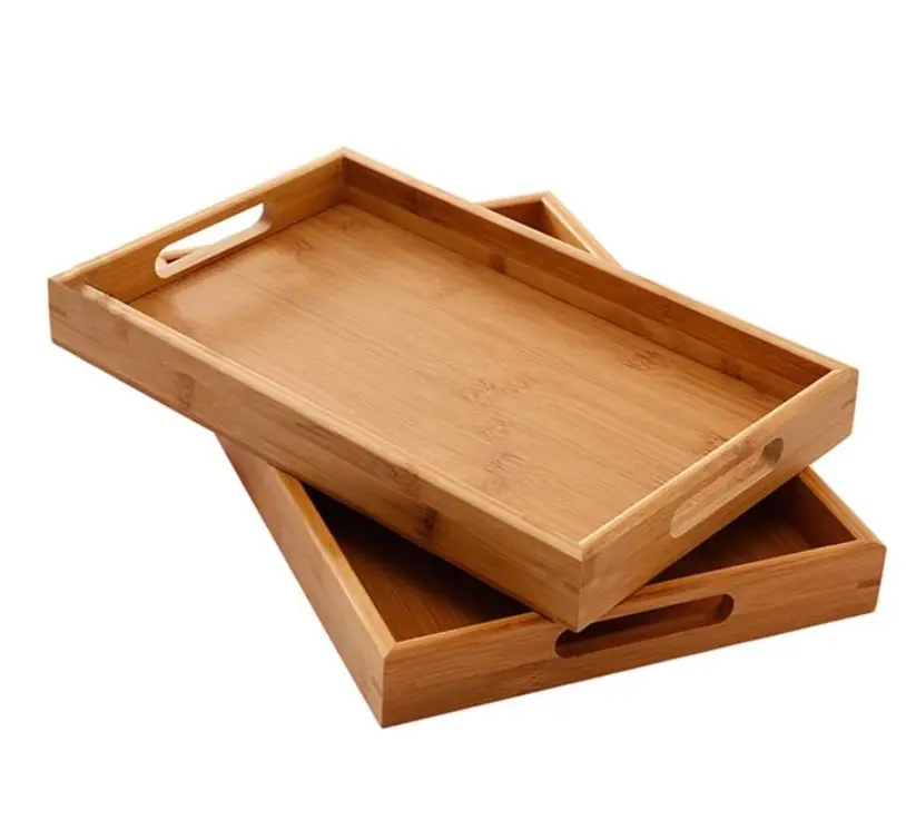 Natürlicher Bambus und Holz Tablett Küche Wohnzimmer Lebensmittel Obst Transport Tablett Hersteller direkte Holz Service Tablett