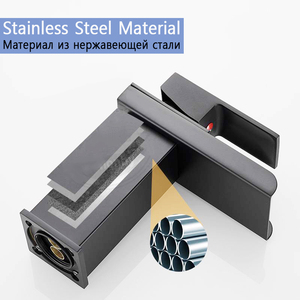 Màu đen Chrome thác nước Vòi nước thép không gỉ phòng tắm chải chậu rửa vòi nóng và lạnh Mixer tap bảng lưu vực vòi nước - Product Image 5