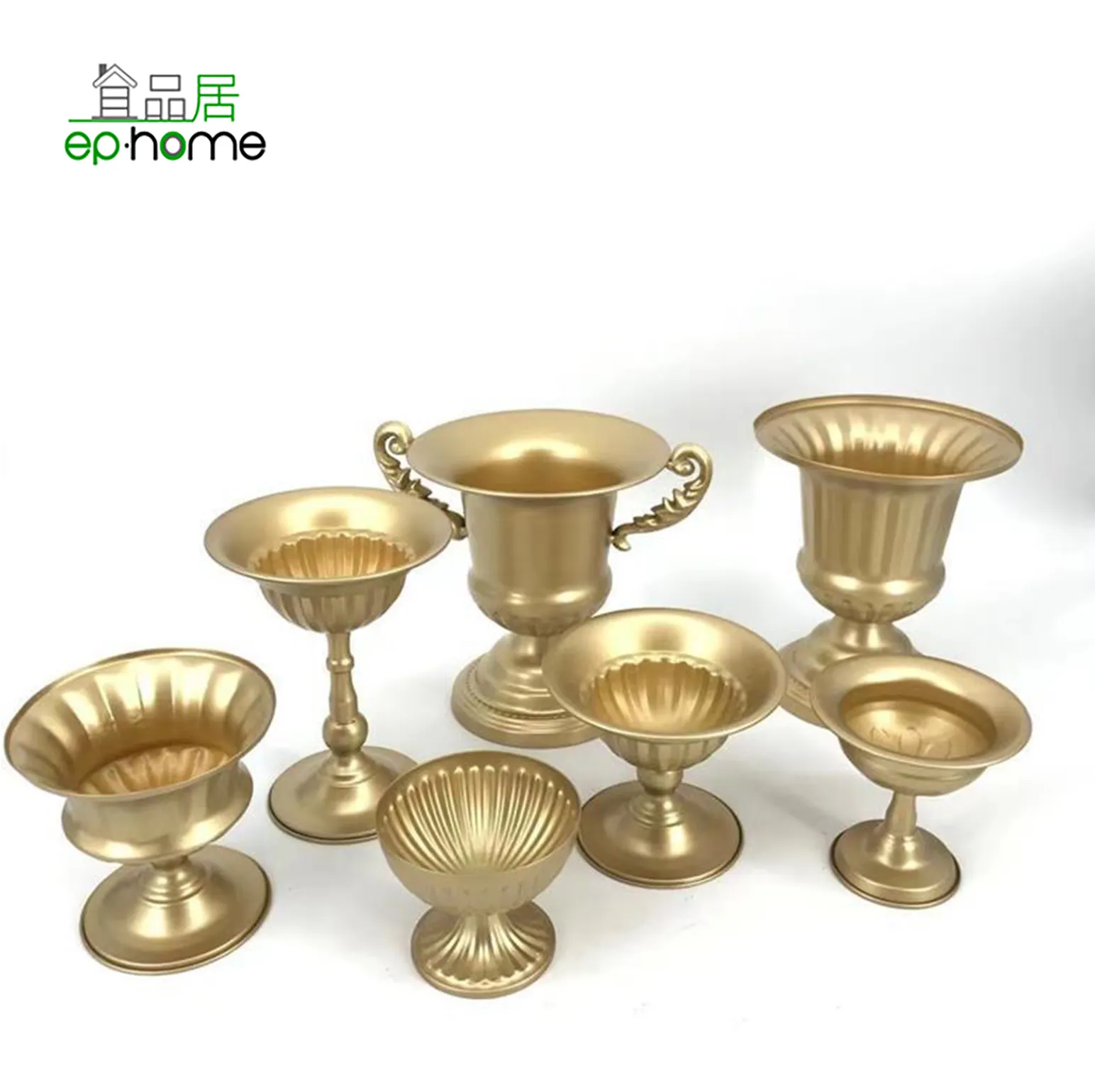 Золотая Цветочная ваза в европейском роскошном стиле-декоративная ваза для центральных частей, цветочные вазы, золотые центральные части для стола