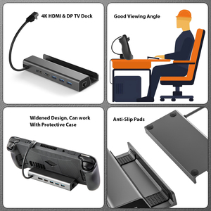 Buhar güverte Dock Hub alüminyum USB C için 7 in 1 yerleştirme istasyonu Ethernet DP ekran hızlı şarj - Product Image 5
