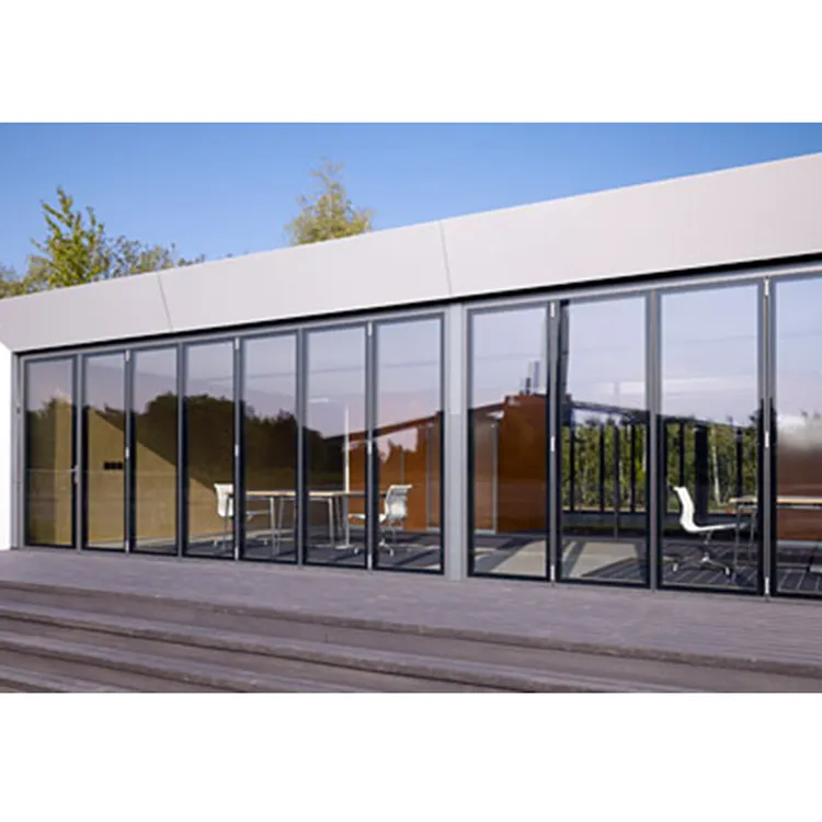 Portes pliantes en profilé d'aluminium insonorisées à double vitrage pour les maisons design moderne personnalisé