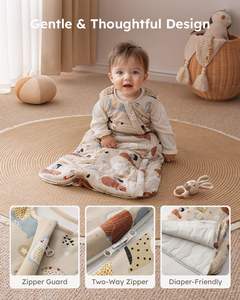 Sacco a pelo floreale in bambù Super morbido per neonati bambini piccoli con cerniera a 2 vie 1.0 Tog coperta invernale indossabile per 6-12 mesi bambino - Product Image 4